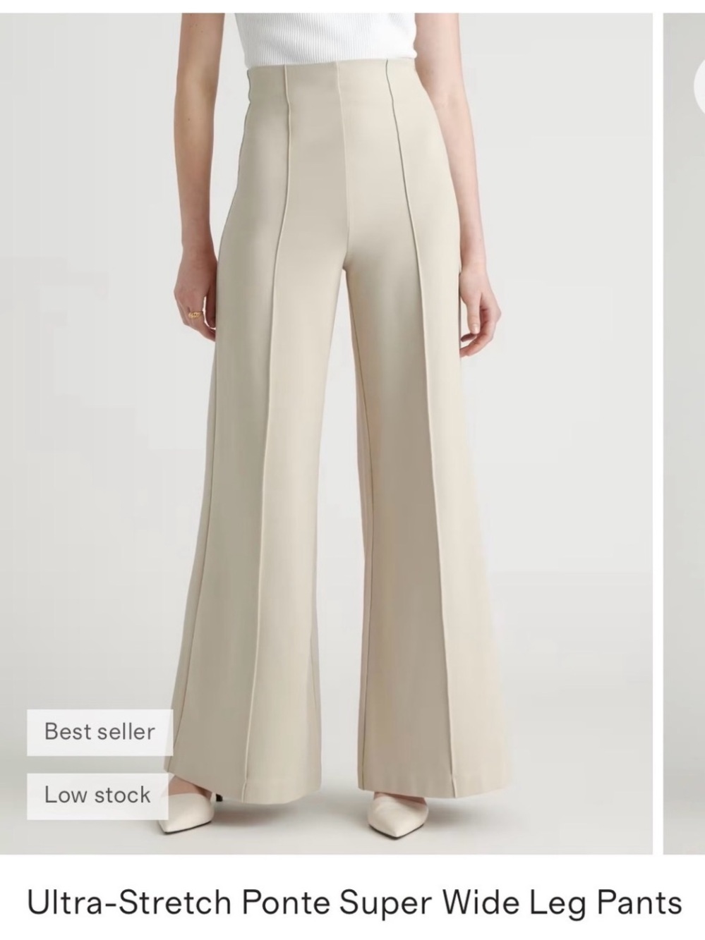 Quince Ultra-Stretch Ponte ankle Super Wide Leg Pants - Size M ecrll